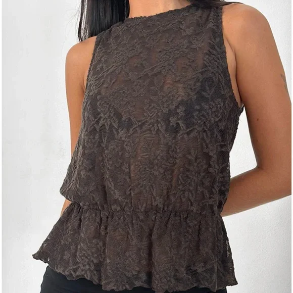 Motel Rocks Chocolate Lace Top - Picture 4 of 4